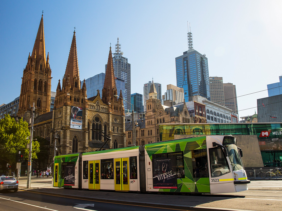 Train on Flinders Street, Melbourne