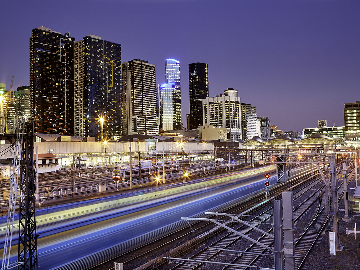 Metro train lines in the CBD, Melbourne, Victoria, Australia