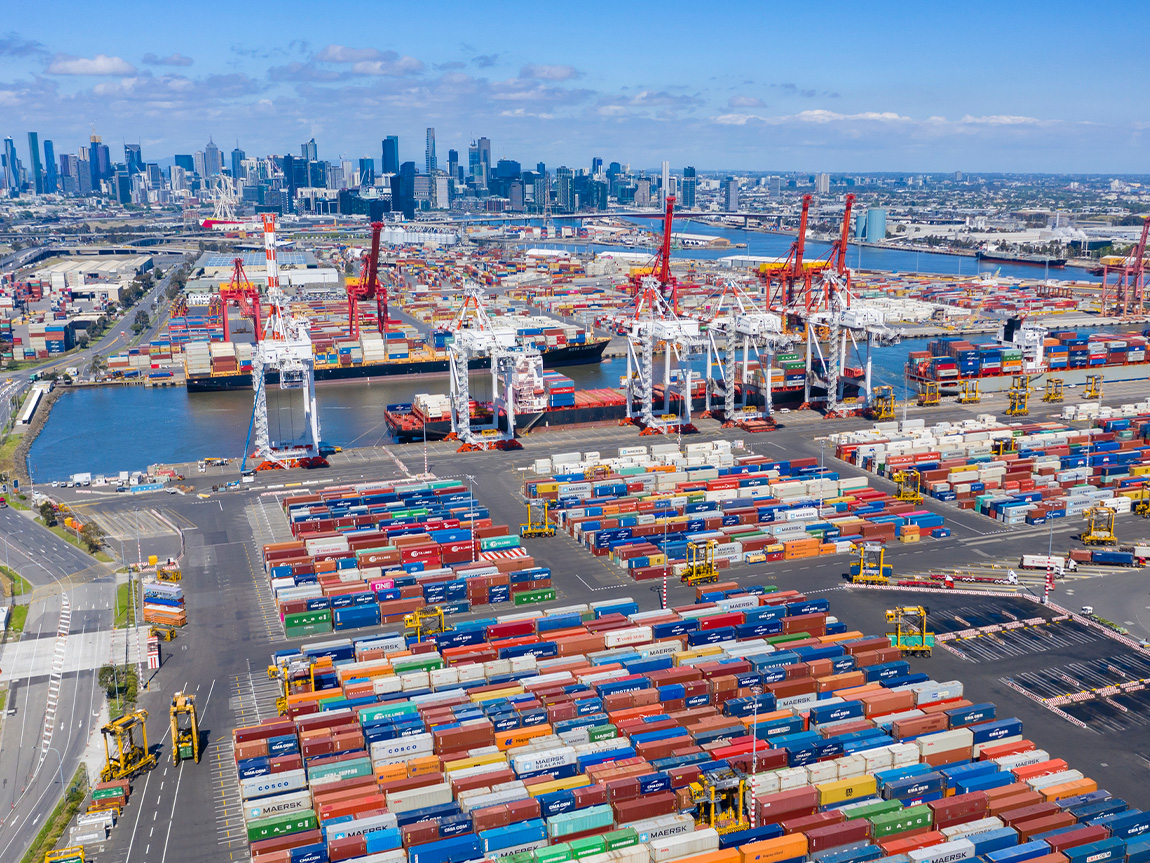 Shipping containers at Coode Island, Port of Melbourne
